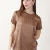 BLUSA SATIN A MANICHE CORTE - Mandorla, M