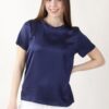 BLUSA SATIN A MANICHE CORTE - Marine, M