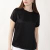 BLUSA SATIN A MANICHE CORTE - Nero, M