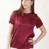 BLUSA SATIN A MANICHE CORTE - Sangria, M