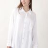 CAMICIA IN SATIN CON COLLETTO CLASSICO E TASCA FRONTALE - Latte, TU