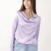 BLUSA BODY SCOLLO A CASCATA IN TESSUTO SATINATO - Lilac, TU