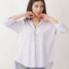 CAMICIA A RIGHE OVERSIZE - Bordeaux, TU