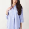 CAMICIA TINTA UNITA OVERSIZE - Celeste, TU