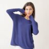 MAGLIA A MANICHE LUNGHE SCOLLO ROTONDO - Blue, TU