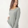 MAGLIA A MANICHE LUNGHE SCOLLO ROTONDO - Sage Green, TU