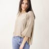 MAGLIA CON MANICHE A 3/4 - Sand, TU