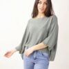 MAGLIA CON MANICHE A 3/4 - Sage Green, TU