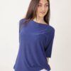 MAGLIA SCOLLO ROTONDO A MANICHE CORTE - Blue, TU