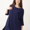 MAGLIA CON MANICHE A 3/4 E POLSI A COSTINE - Blue, TU