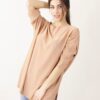 MAGLIA CON MANICHE A 3/4 E POLSI A COSTINE - Rose, TU