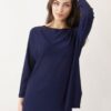 MAGLIA A MANICHE LUNGHE CON SCOLLO RIFINITO - Blue, TU