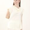 BLUSA SATIN MANICHE CORTE CON SCOLLO A CASCATA - Yellow, TU