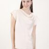 BLUSA SATIN MANICHE CORTE CON SCOLLO A CASCATA - Vaniglia, TU