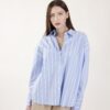 CAMICIA A RIGHE IN COTONE - Celeste, TU