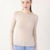 MAGLIA SCOLLO ROTONDO IN MISTO SETA - Beige, TU