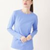 MAGLIA A MANICHE LUNGHE IN COTONE - Azzurro, TU