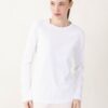 MAGLIA A MANICHE LUNGHE IN COTONE - Bianco, TU