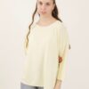 MAGLIA SCOLLO ROTONDO CON MANICHE A 3/4 - Yellow, TU