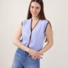 GILET CON BOTTONI IN MAGLIA - Celeste, TU