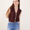 GILET CON BOTTONI IN MAGLIA - Moka, TU