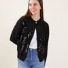 CARDIGAN IN PURO COTONE CON PAILLETTES - Black, TU