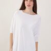 MAGLIA OVERSIZE MANICHE CORTE CON ORLI A COSTINE - Bianco, TU