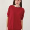 MAGLIA OVERSIZE MANICHE CORTE CON ORLI A COSTINE - Bordeaux, TU