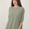 MAGLIA OVERSIZE MANICHE CORTE CON ORLI A COSTINE - Militare, TU