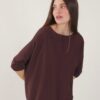 MAGLIA OVERSIZE MANICHE CORTE CON ORLI A COSTINE - Moka, TU