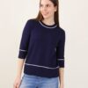 MAGLIA MANICHE 3/4 CON DETTAGLI A COSTE - Blue, TU