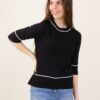 MAGLIA MANICHE 3/4 CON DETTAGLI A COSTE - Black, TU