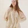 CAMICIA IN TENCEL CON ROUCHES - Beige, TU