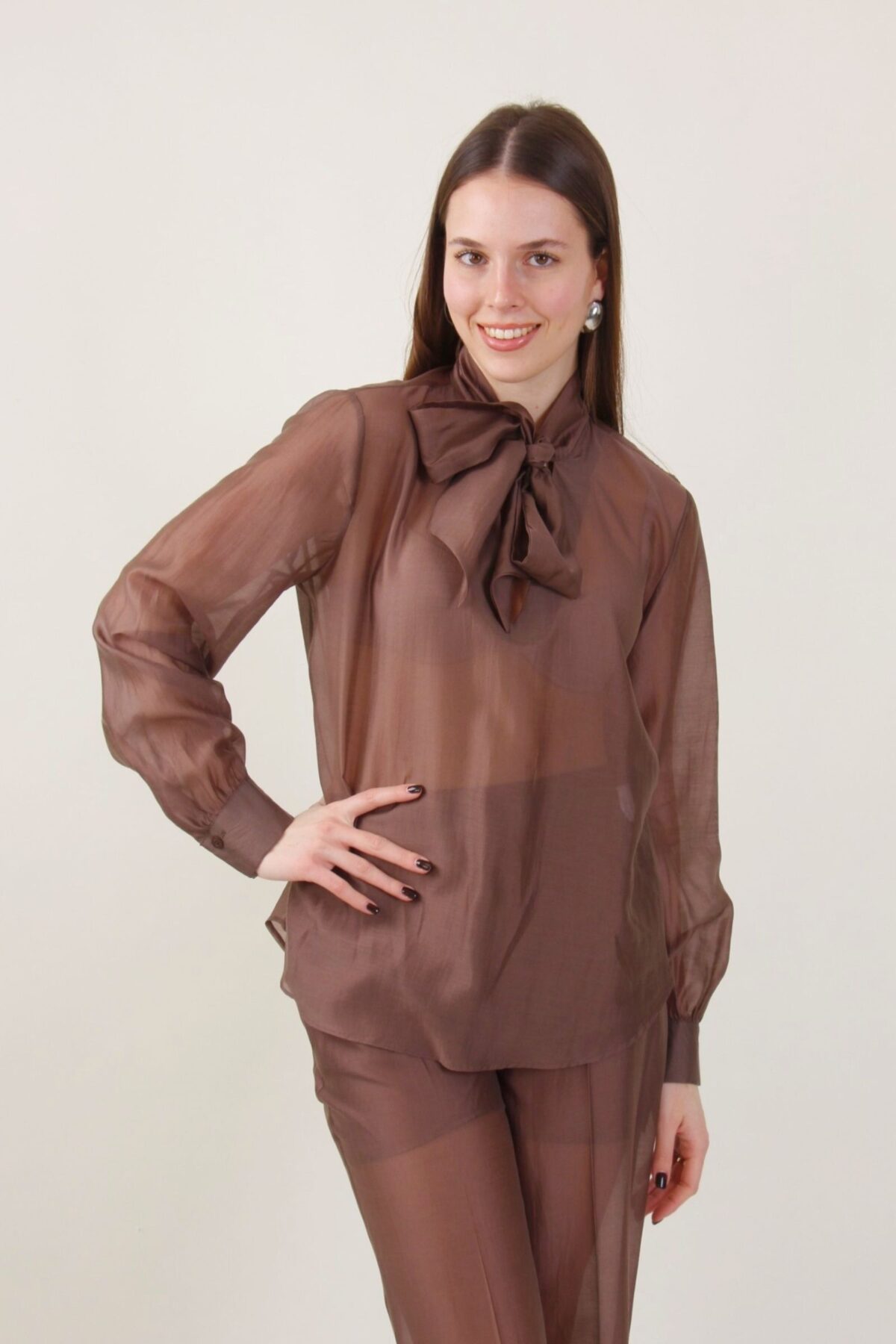 BLUSA IN TENCEL CON FIOCCO