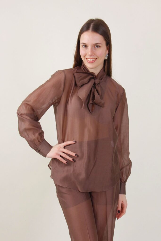 BLUSA IN TENCEL CON FIOCCO 