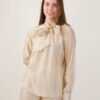 BLUSA IN TENCEL CON FIOCCO - Beige, M