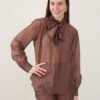 BLUSA IN TENCEL CON FIOCCO - Moka, S