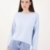 MAGLIA CON CUCITURE A VISTA LATERALI - Sky blue, TU