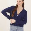 CARDIGAN CON BOTTONE FRONTALE - Blue, TU