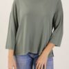 MAGLIA SCOLLO ROTONDO CON MANICHE A 3/4 - Sage Green, TU