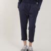 PANTALONI A SIGARETTA CON RIFINITURE IN RASO - Blu, M