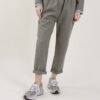 PANTALONI A SIGARETTA CON RIFINITURE IN RASO - Militare, M