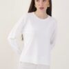 MAGLIA CON DETTAGLIO TRAFORATO SULLE MANICHE - White, TU