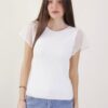 MAGLIA IN VISCOSA CON MANICHE AD ALETTA - White, TU