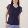 MAGLIA IN VISCOSA CON MANICHE AD ALETTA - Blue, TU