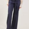 PANTALONI IN POPELINE CON CINTURA - Blue, M