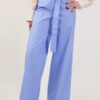 PANTALONI IN POPELINE CON CINTURA - Sky blue, M