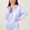 CAMICIA OVERSIZE SATINATA - Celeste, TU