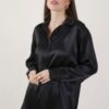 CAMICIA OVERSIZE SATINATA - Nero, TU