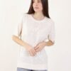 MAGLIA A MANICHE CORTE CON PAILLETTES - Cream, TU